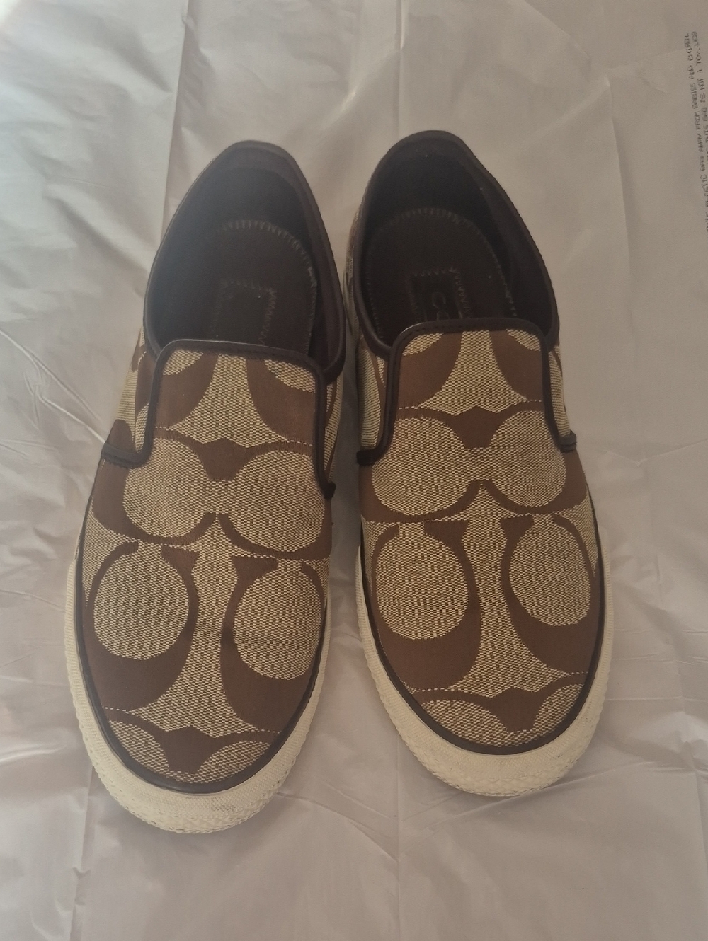 Coach Kids Brown Signature Slip-On Sneakers